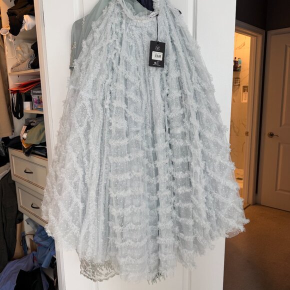 FLORENCE RUFFLE ANKLE SKIRT | Needle and Thread | Blue Skirt Perfect for Wedding - Picture 4 of 7